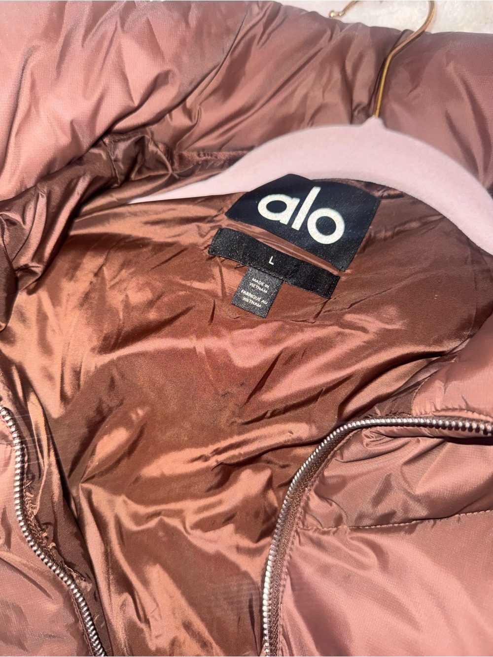 ALO Yoga Quilted Puffer Jacket in Rose Brown - Picture 3 of 4